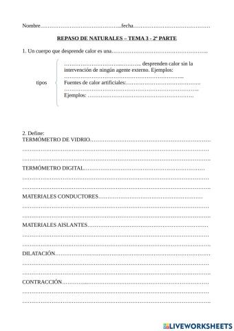 Repaso naturales tema 3 2ª parte