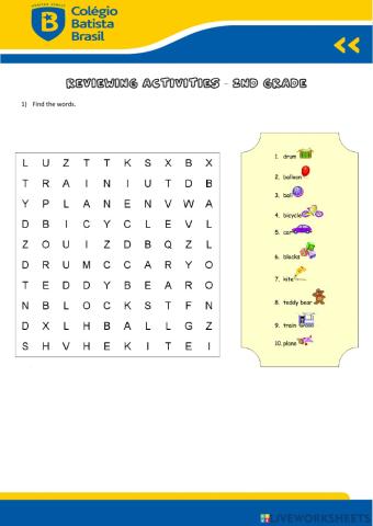 Toys wordsearch