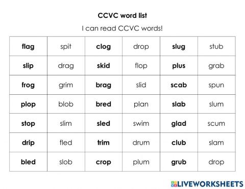 CCVC words