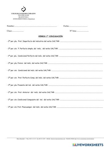 Verbo indicativo Saltar