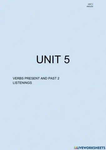 Unit 5. More verbs