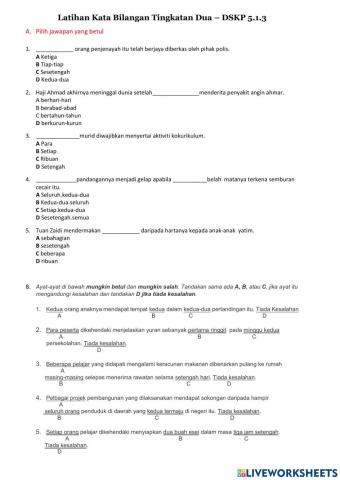 Kata Bilangan Tingkatan 2