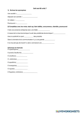 Delf ado B2 unité 7a