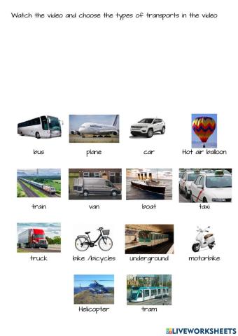 Unoit 3 types of transports in cities