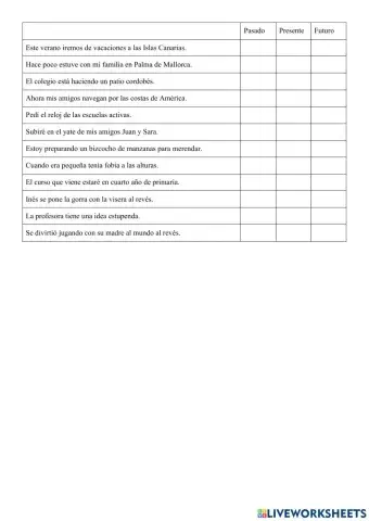 Presente, pasado y futuro 3º primaria