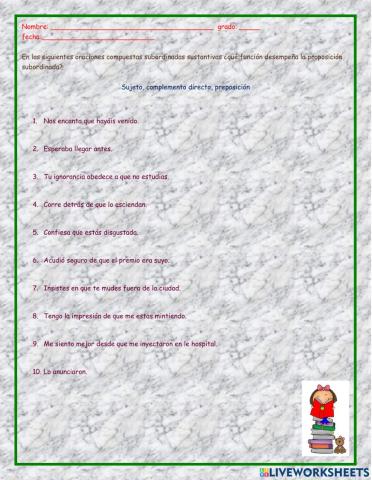 Oracion subordinada sustantivada