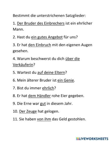 Satzglieder bestimmen