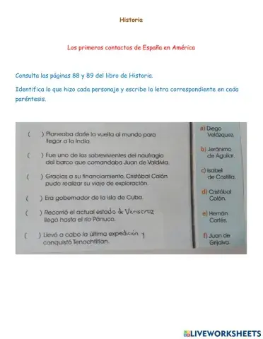 Los primeros contactos de España en América