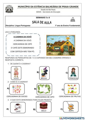 Atividades da Plataforma língua portuguesa- semana 5 e 6