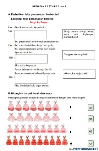 Kegiatan Tema 6 ST 4 Pembelajaran 5 dan 6