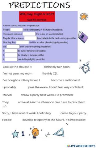 Predictions (will, may, might)