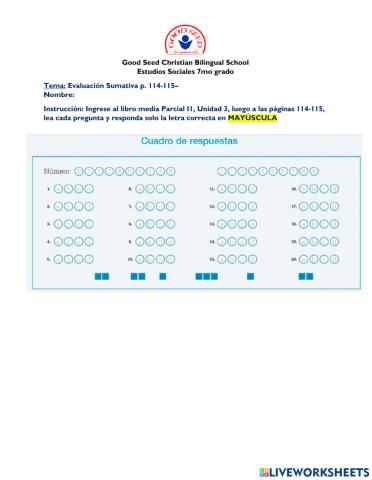Evaluación sumativa p. 114-115