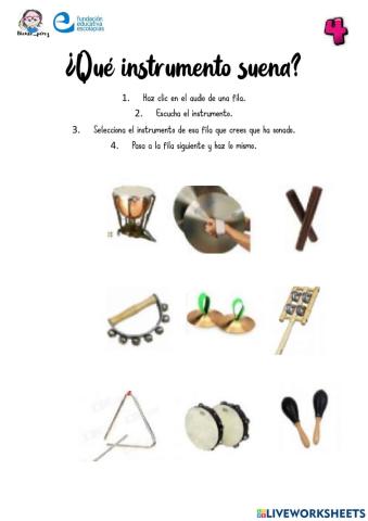 Identificar sonidos de instrumentos de percusión 4