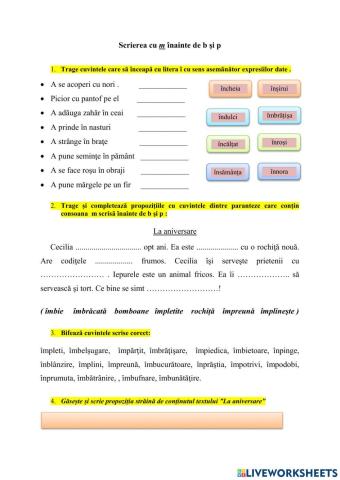 Scrierea cu m înainte de p și b (2)