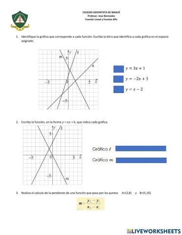 Función Lineal-Afín y pendiente.