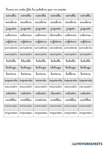 Buscar pseudopalabras.