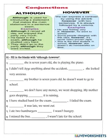 Although and however