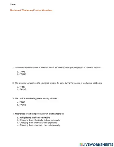 Mechanical weathering