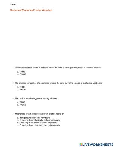 Mechanical weathering