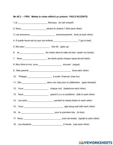 FRIV.rapport verbes reflechis