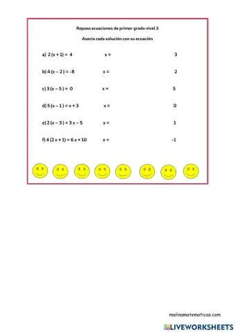 Ecuaciones de primer grado nivel 3