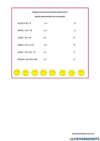 Ecuaciones de primer grado nivel 3