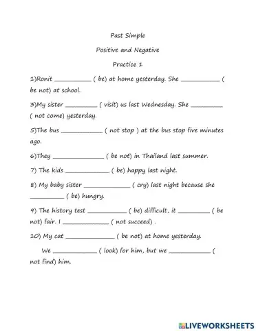 Past Simple Positive and Negative