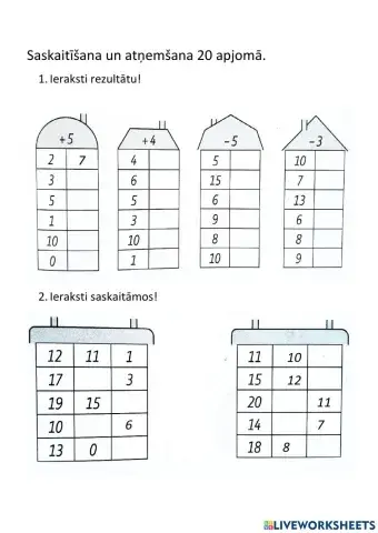 Skaitļu sastāvs 20 apjomā