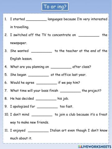 To infinitive or ing