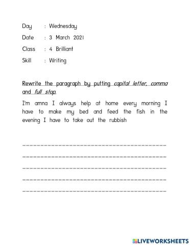 Writing English PdPR 4 Brilliant 3 March 2021