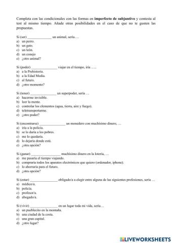 2ªCondicional con Imperfecto de subjuntivo