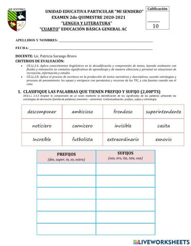 Examen lengua quimestre2