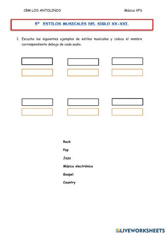 Estilos musicales del s. XX-XXI