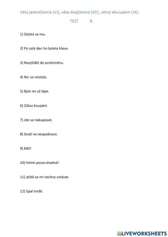 Věta jednočlenná, dvojčlenná, větný ekvivalent