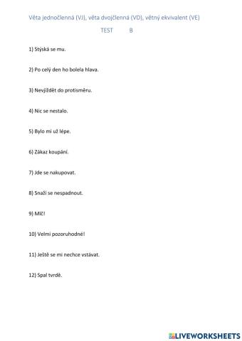 Věta jednočlenná, dvojčlenná, větný ekvivalent