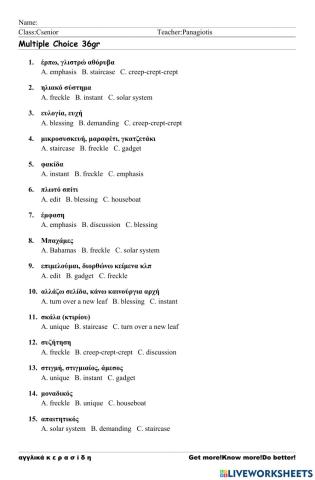 Csenior Worksheet 36