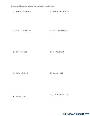 Identifying solutions using substitution