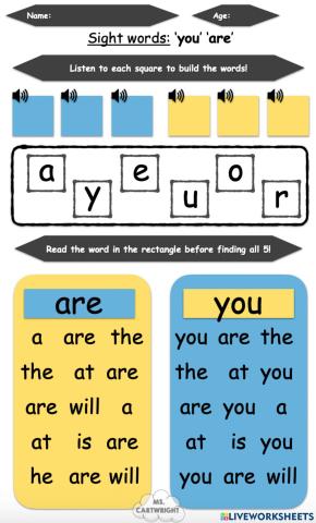 Sight words -you- and -are-