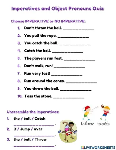Imperative Sentences and Object Pronouns Quiz