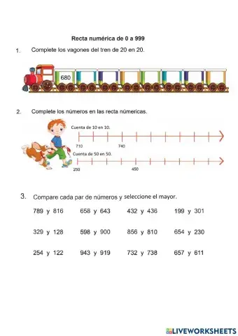 Recta numérica hasta 999