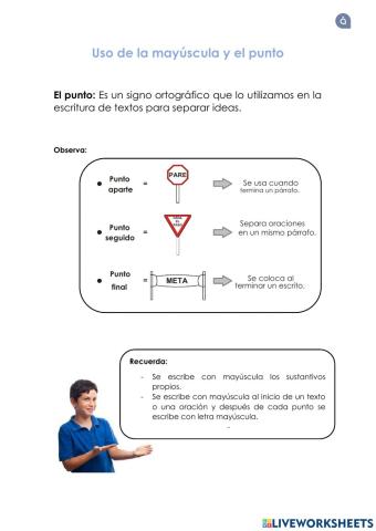 El uso de la mayúscula y el punto