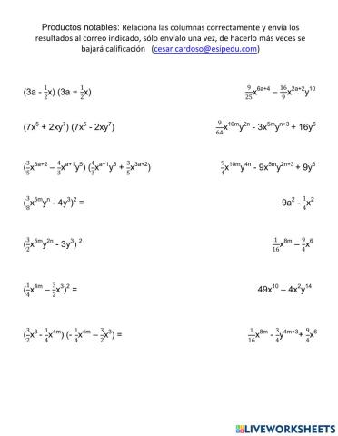 Productos notables semana 28 A