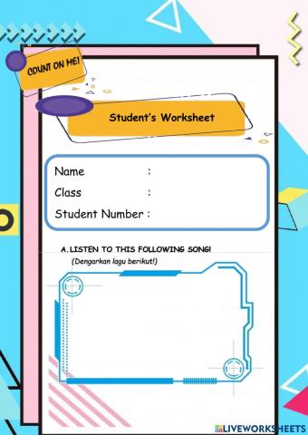 Count on me worksheet (Song)