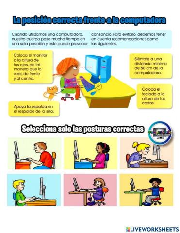 Postura correcta frente a la computadora