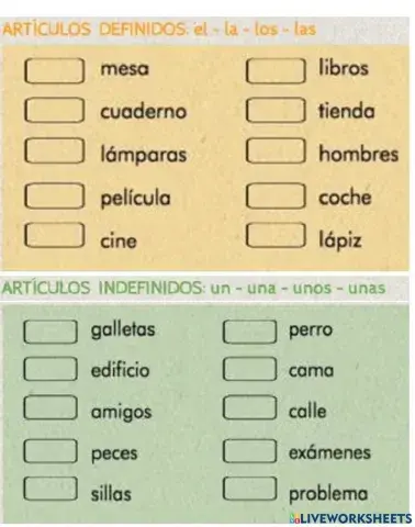 Artículos definidos e indefinidos