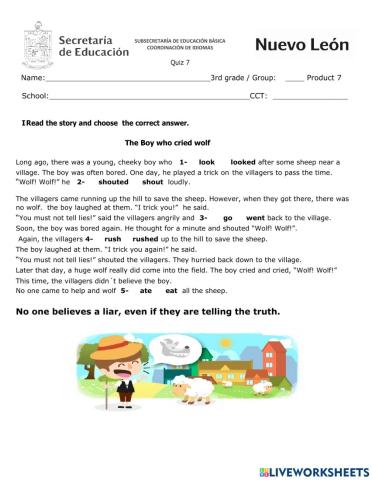 3rd grade March questionnaire