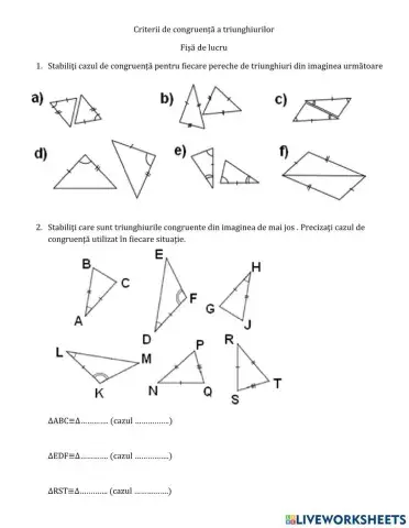 Criterii de congruenta a triunghiurilor