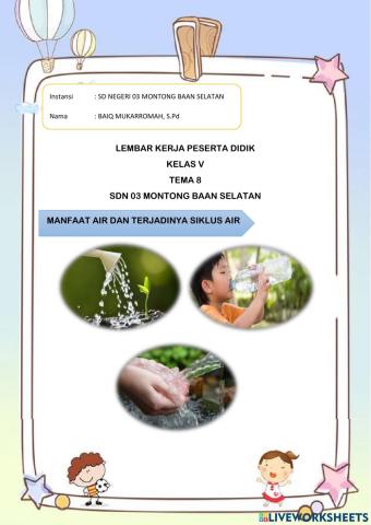 Manfaat air dan terjadinya siklus air