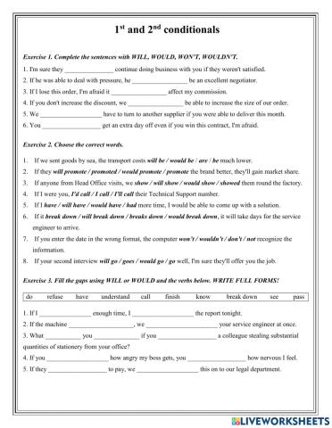 First and second conditionals