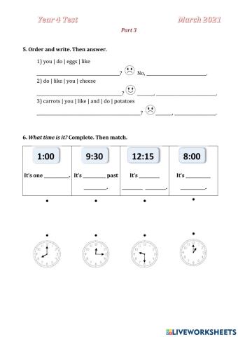 Test 4 March 2021 part 3 food time and meals
